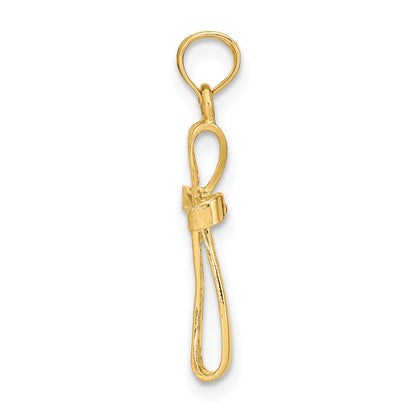14K Gelbgold 3-d Graviert Poliert Gedreht Kreuz Charm