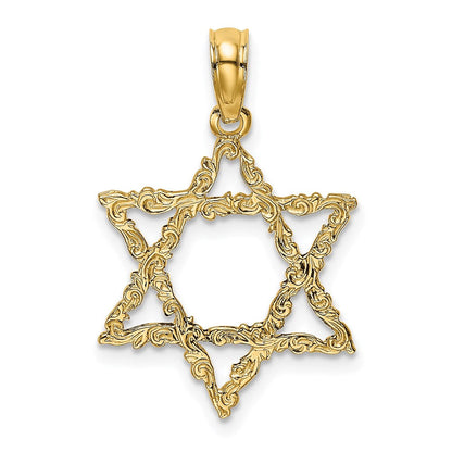 14K Gelbgold Stern Of David Charm