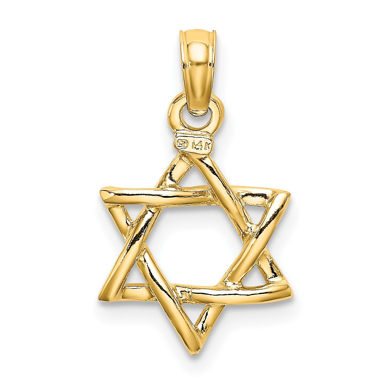 14K Gelbgold Poliert Stern Of David Charm