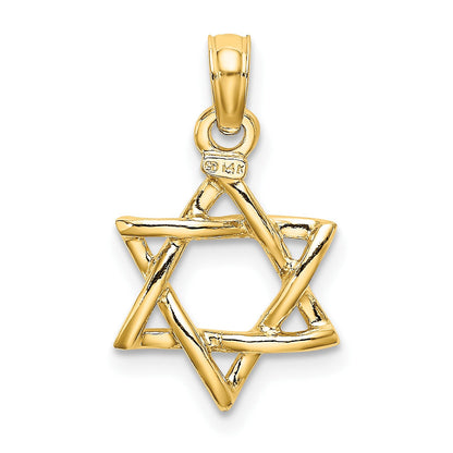14K Gelbgold Poliert Stern Of David Charm