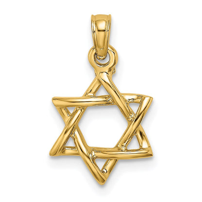 14K Gelbgold Poliert Stern Of David Charm