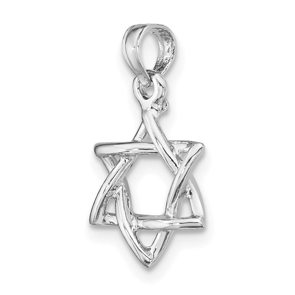 14K Weißgold Poliert Stern Of David Charm