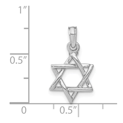 14K Weißgold Poliert Stern Of David Charm