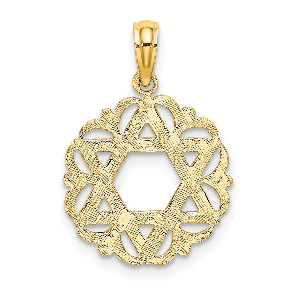 14K Gelbgold Stern Of David in Gewellt Kreis Charm