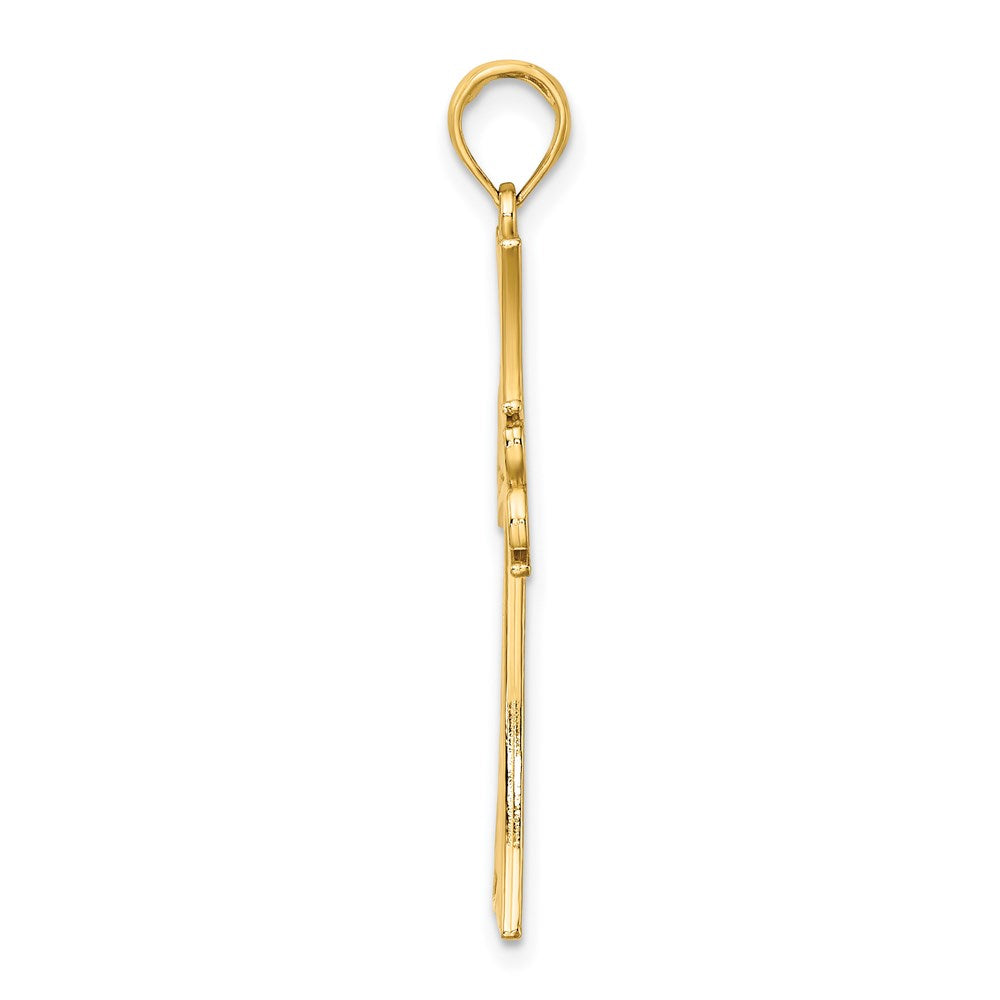 14K Gelbgold Polierter Keltischer Knoten Kreuz Charm