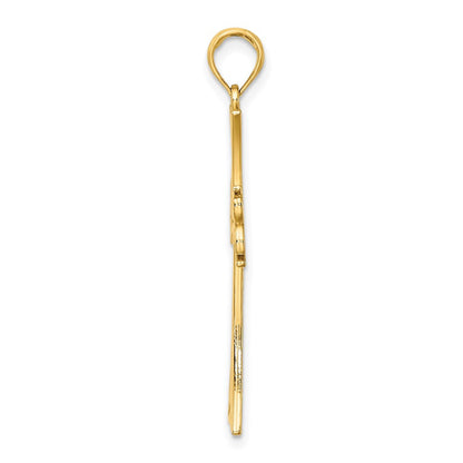 14K Gelbgold Polierter Keltischer Knoten Kreuz Charm