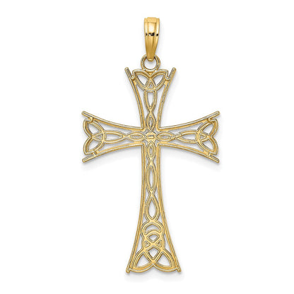 14K Gelbgold Polierter Keltischer Knoten Kreuz Charm