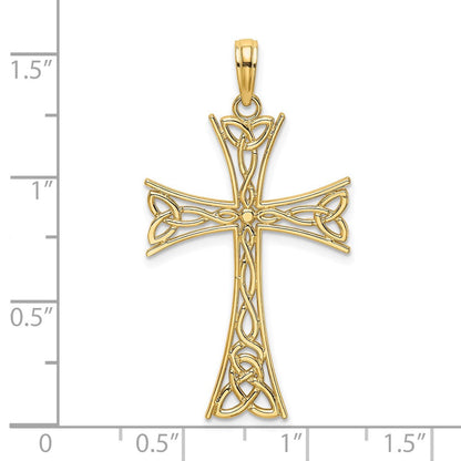 14K Gelbgold Polierter Keltischer Knoten Kreuz Charm
