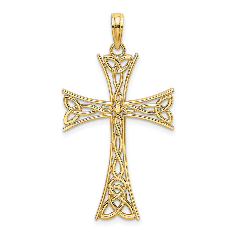 14K Gelbgold Polierter Keltischer Knoten Kreuz Charm