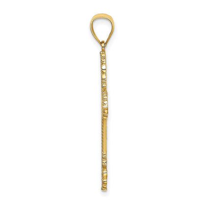 14K Gelbgold Kreuz-Charm mit Perlrand