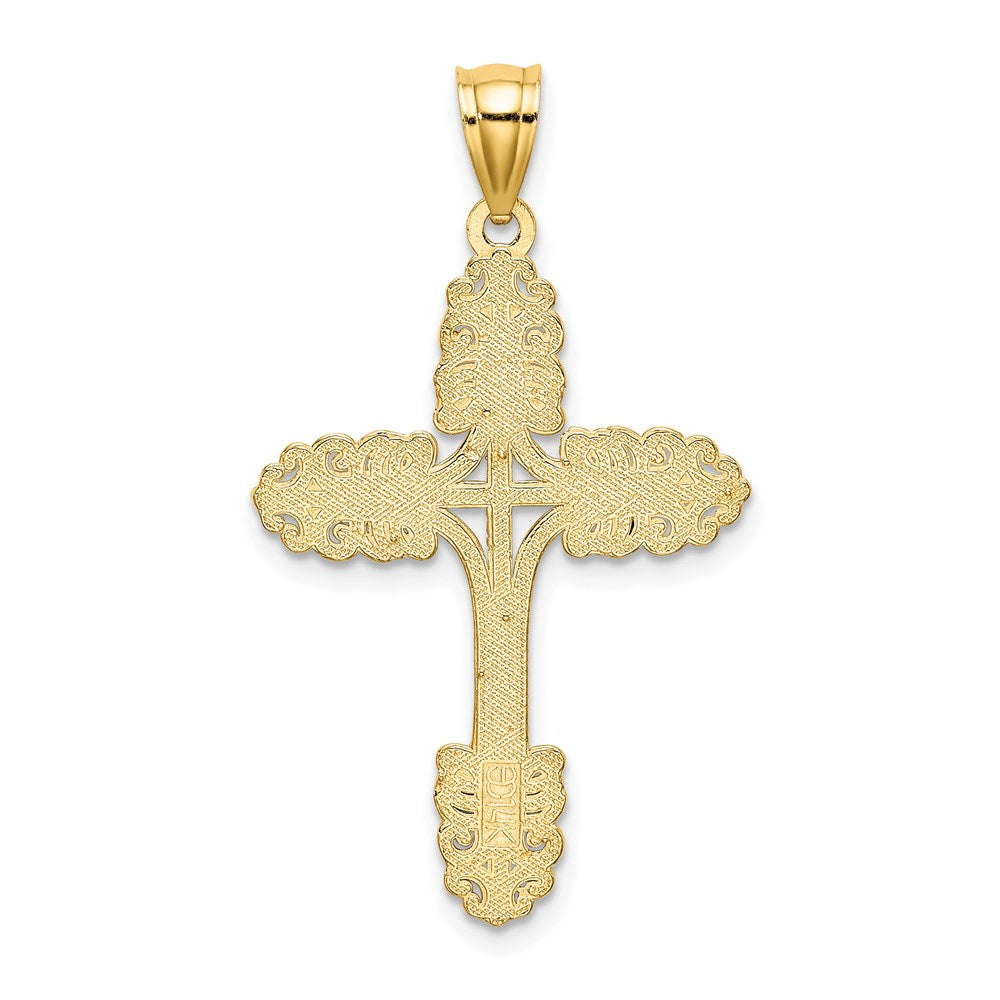14K Gelbgold Kreuz-Charm mit Perlrand