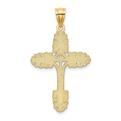 14K Gelbgold Kreuz-Charm mit Perlrand