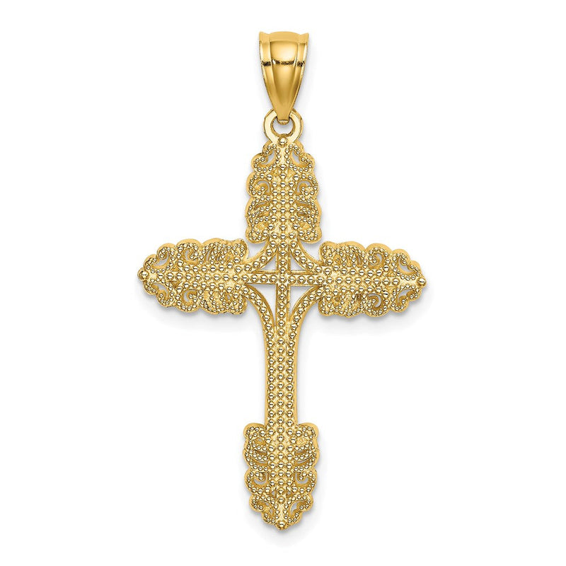 14K Gelbgold Kreuz-Charm mit Perlrand
