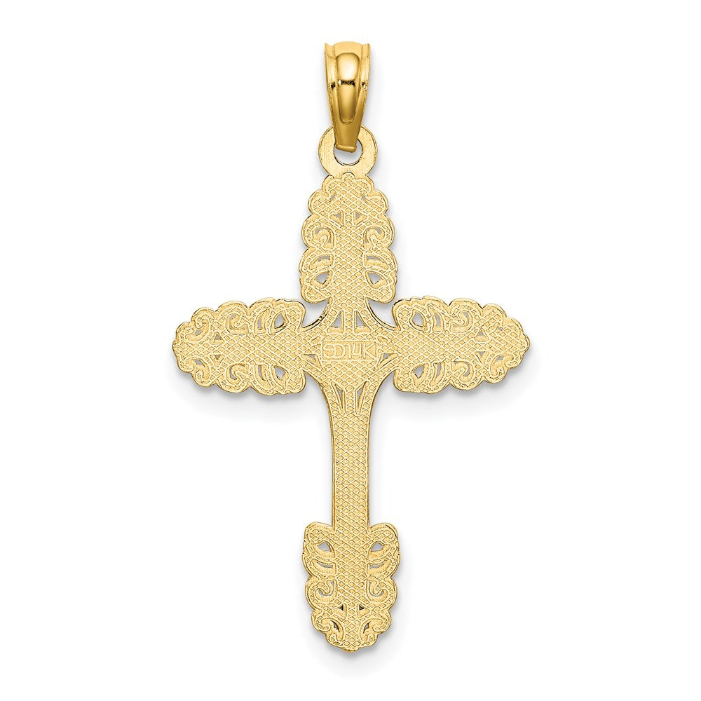 14K Gelbgold Multi-scalloped Tipped Kreuz mit Herz Mittig Charm