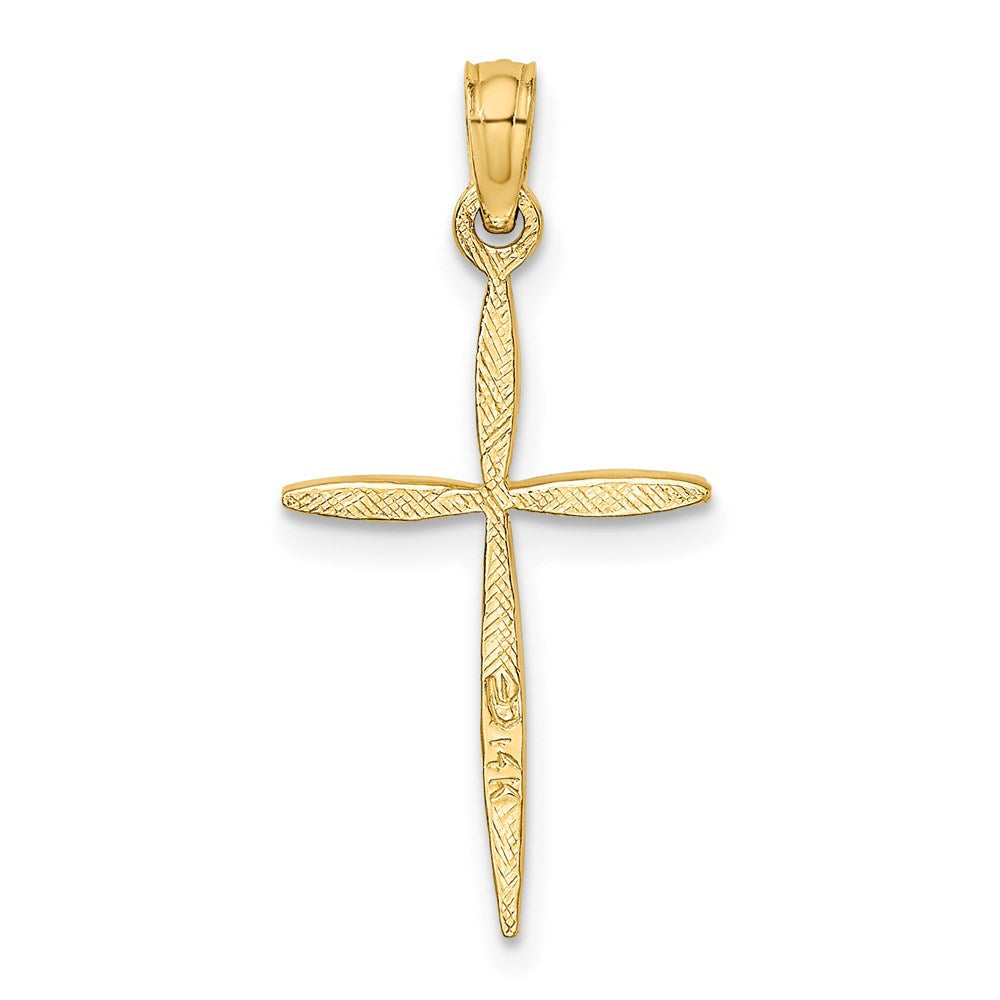 14K Gelbgold Diamantiert mit Verjüngt Ends Kreuz Charm
