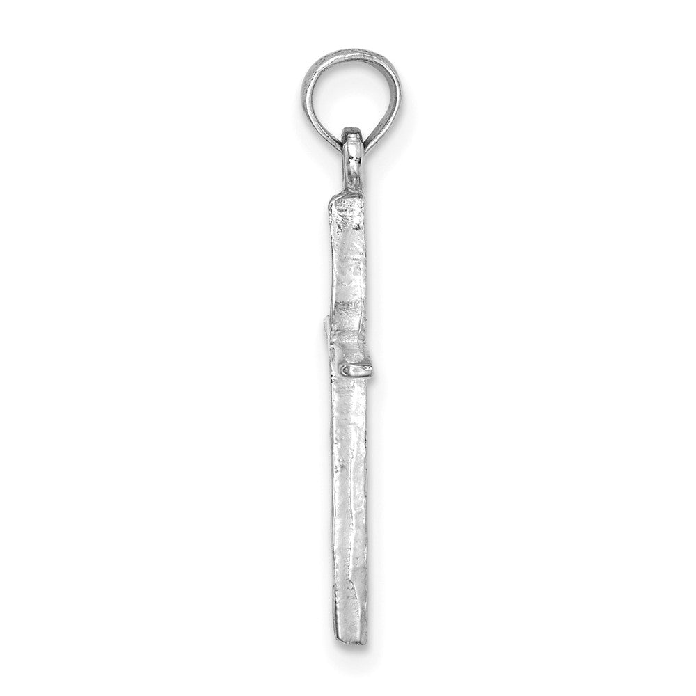 14K Weißgold Diamantiert mit Verjüngt Ends Kreuz Charm