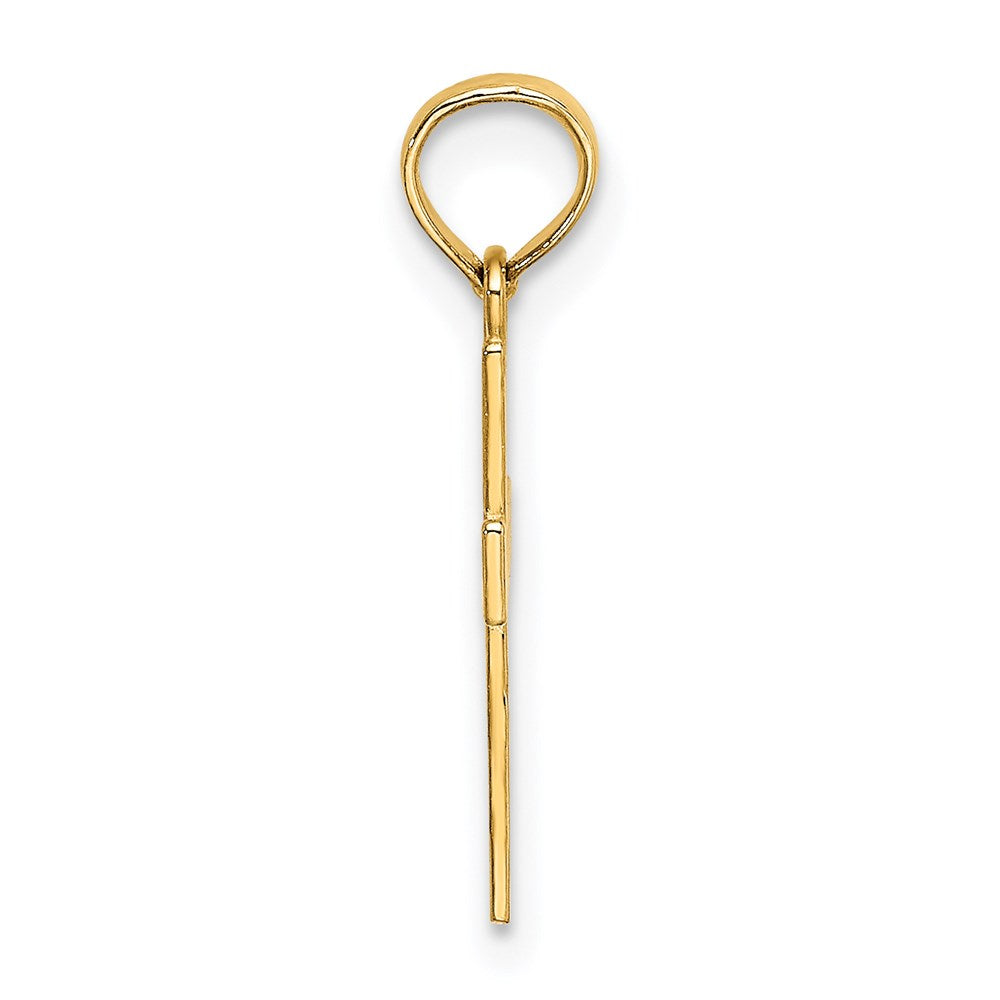 14K Gelbgold Klein Strukturiert Kreuz Charm