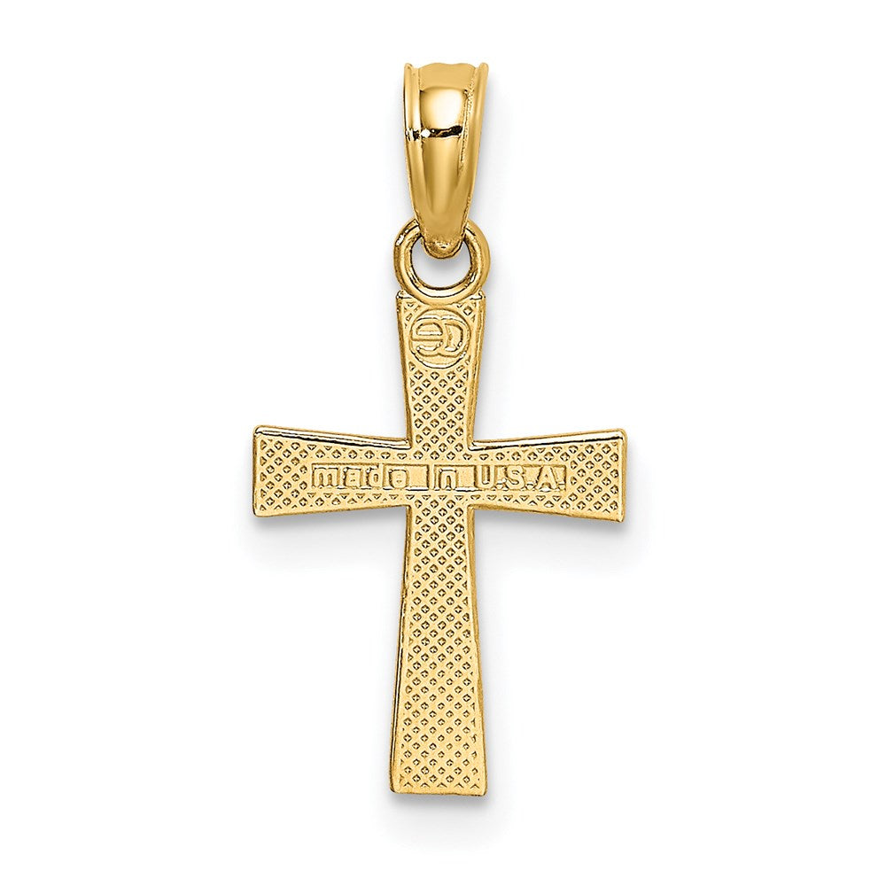 14K Gelbgold Klein Strukturiert Kreuz Charm