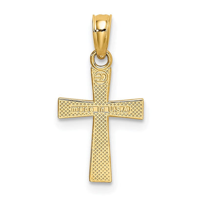 14K Gelbgold Klein Strukturiert Kreuz Charm