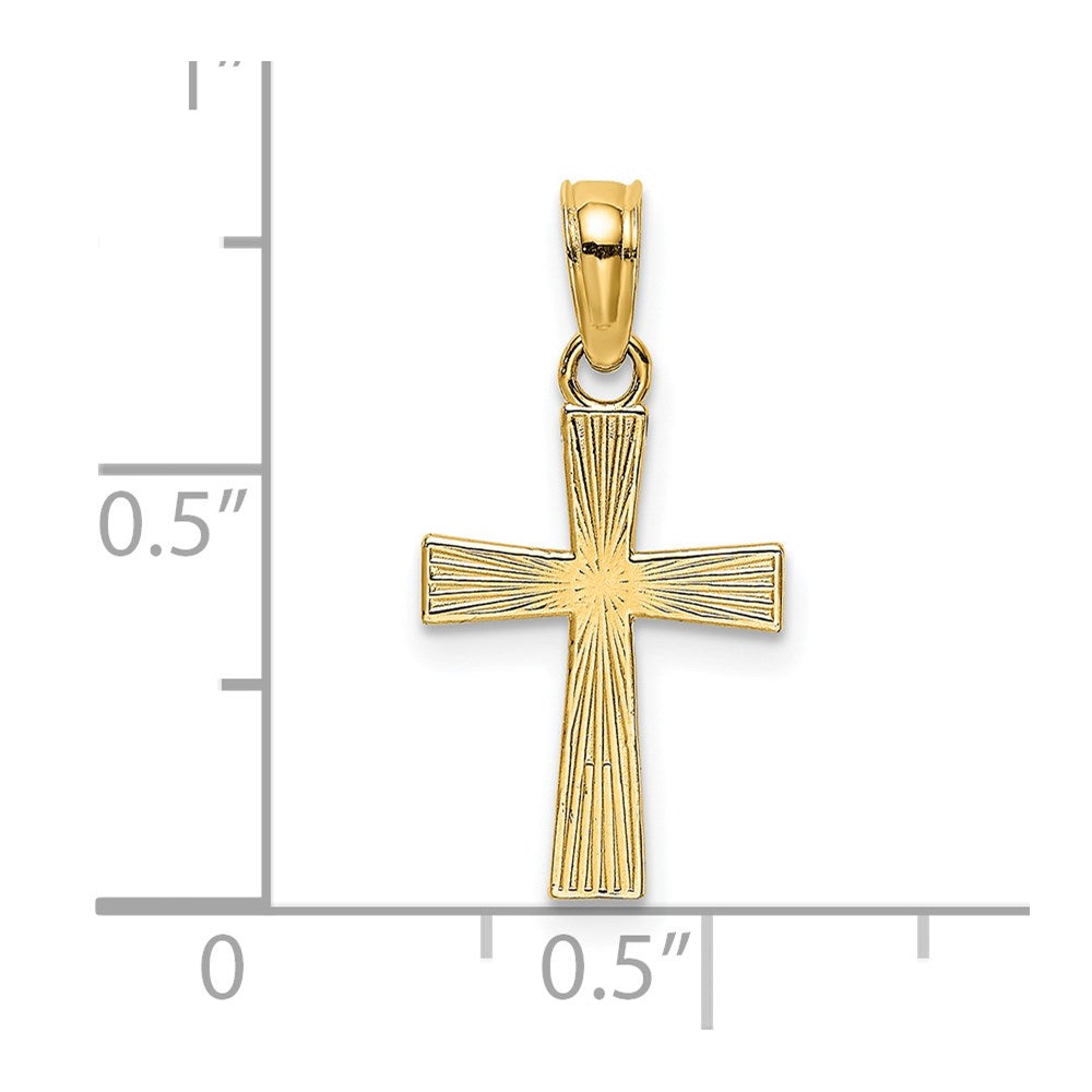 14K Gelbgold Klein Strukturiert Kreuz Charm