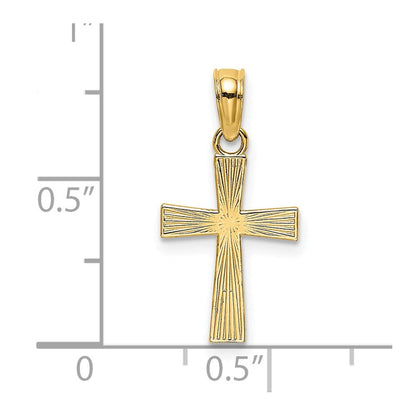 14K Gelbgold Klein Strukturiert Kreuz Charm