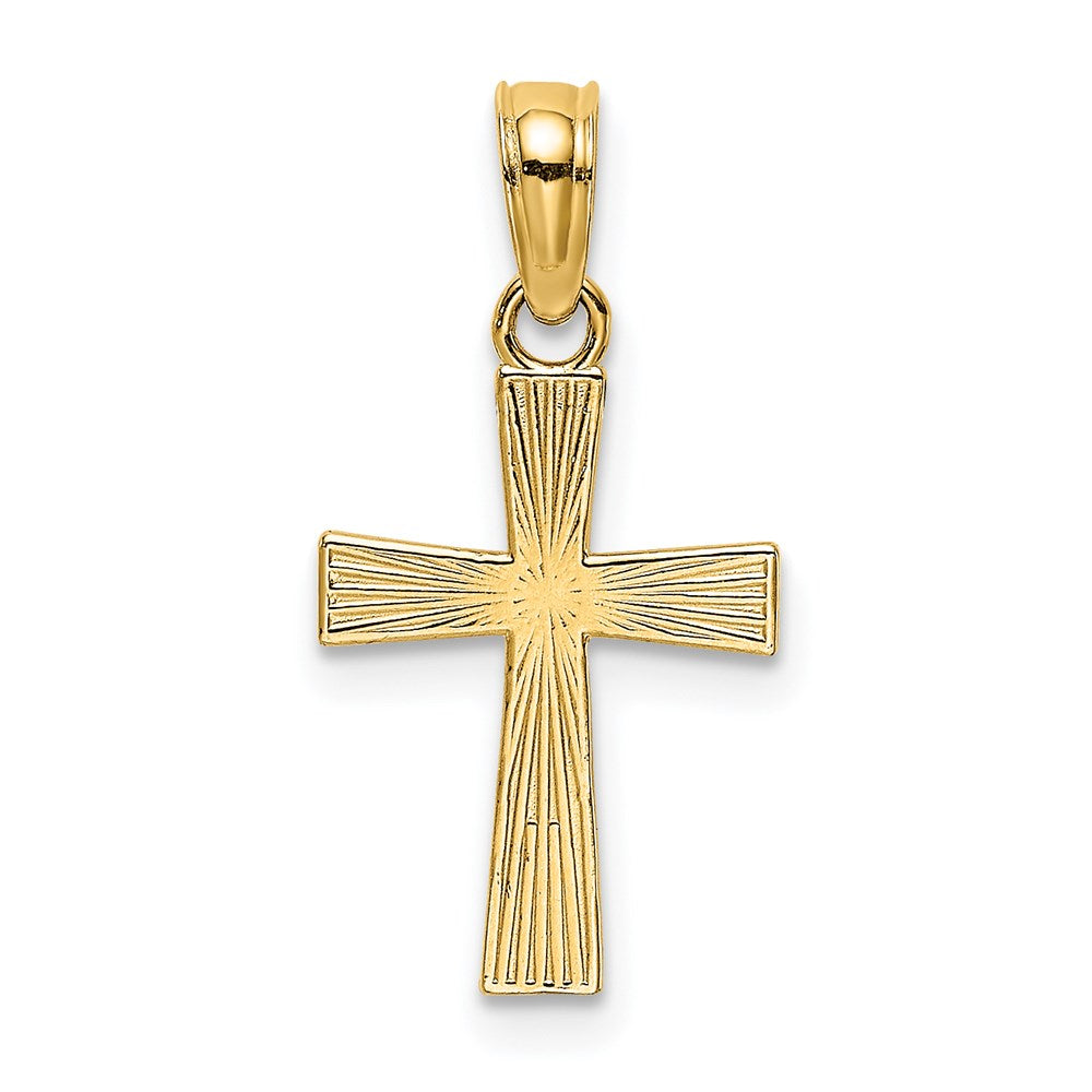 14K Gelbgold Klein Strukturiert Kreuz Charm