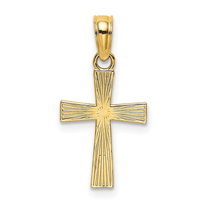 14K Gelbgold Klein Strukturiert Kreuz Charm