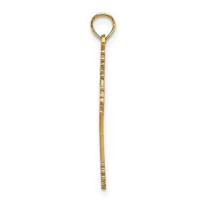 14K Gelbgold Gekugelt Tip Kreuz mit Herz Mittig Charm
