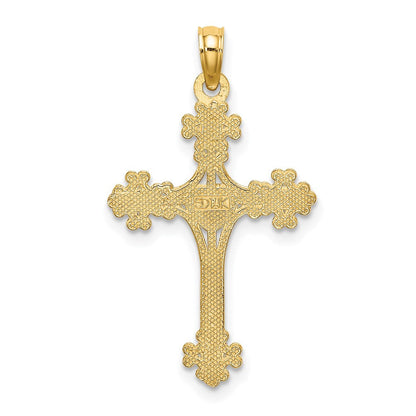 14K Gelbgold Gekugelt Tip Kreuz mit Herz Mittig Charm