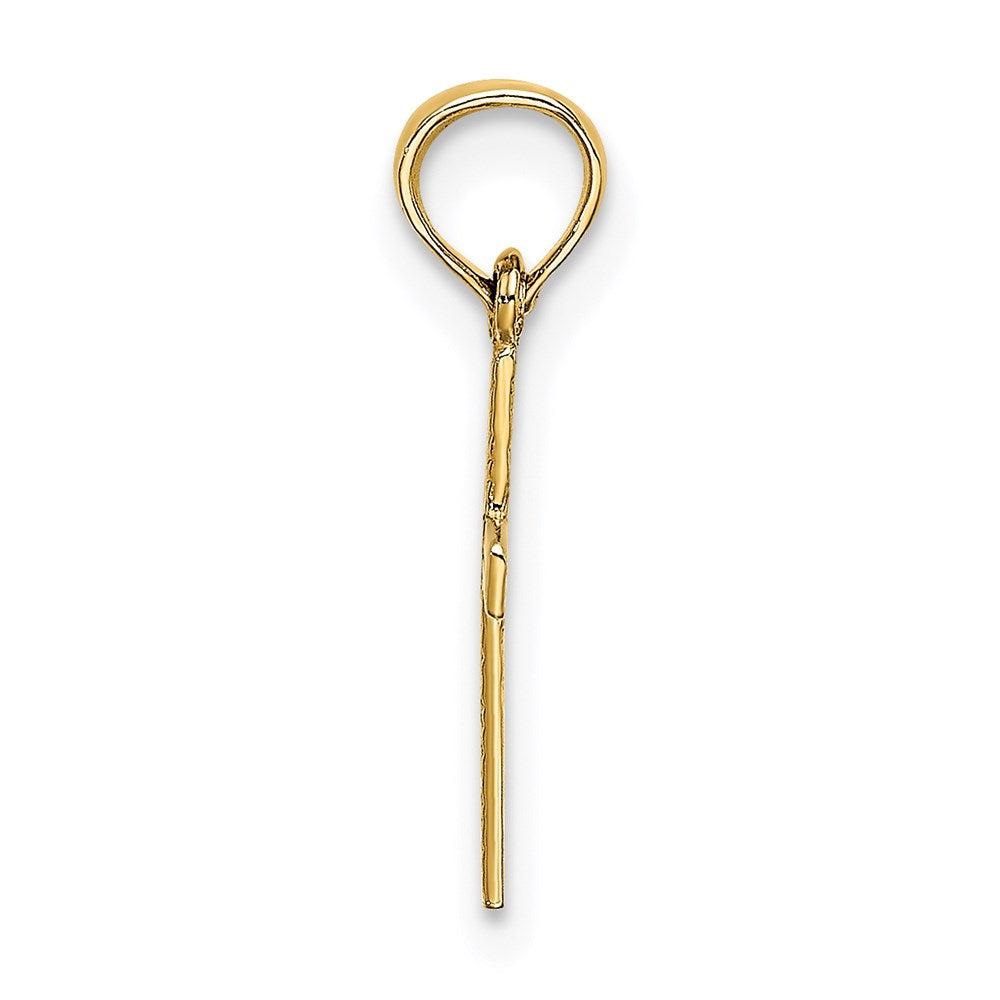 14K Gelbgold Poliert Mini Kreuz mit Herz Charm