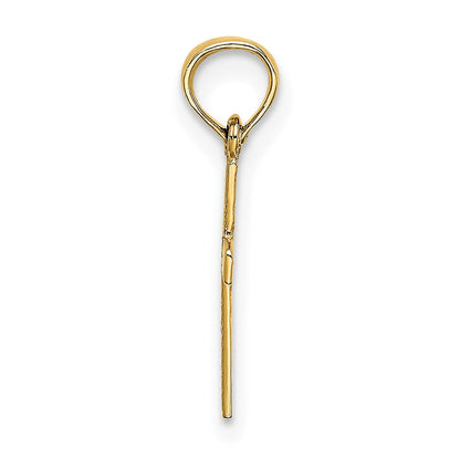 14K Gelbgold Poliert Mini Kreuz mit Herz Charm