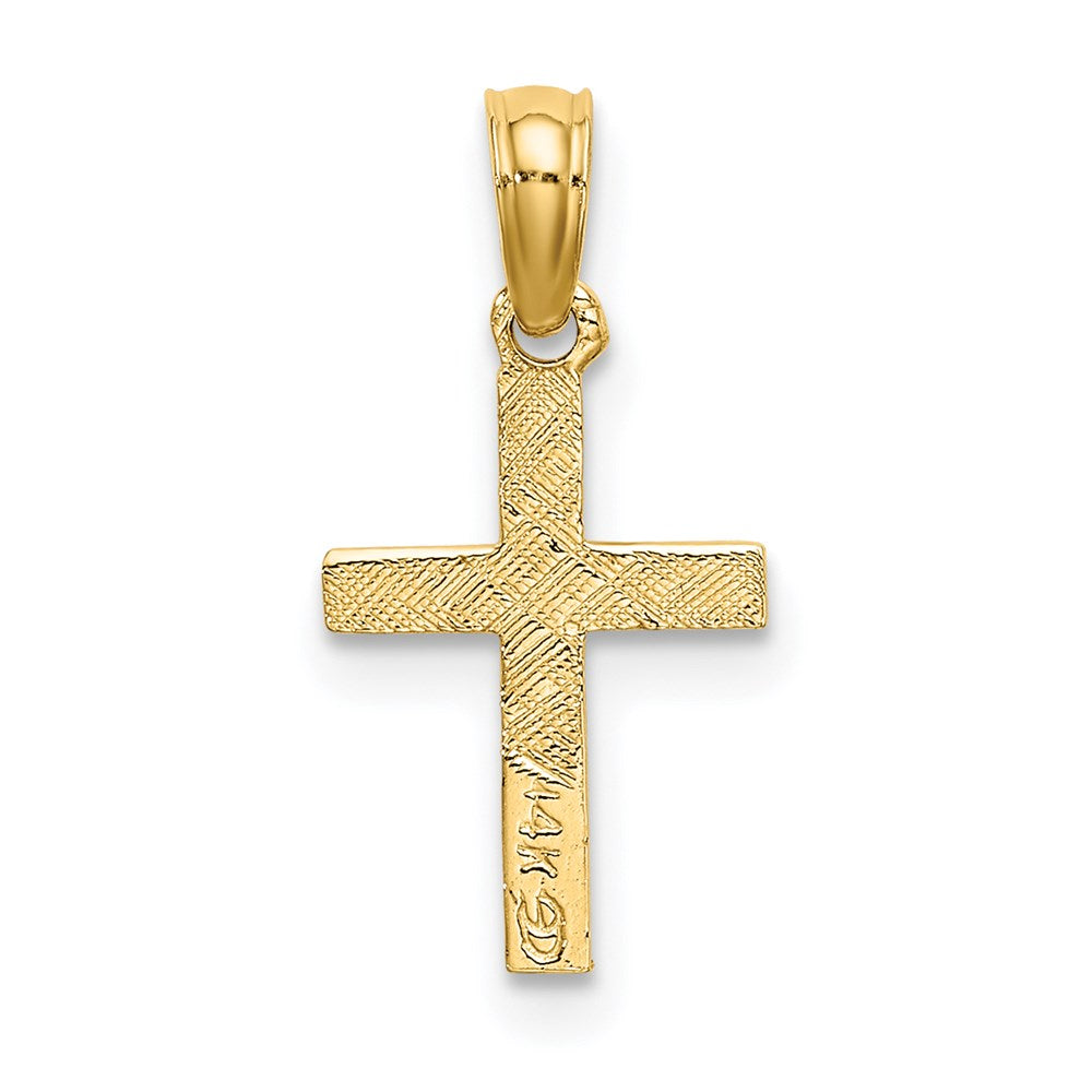 14K Gelbgold Poliert Mini Kreuz mit Herz Charm