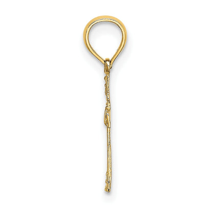 14K Gelbgold Strukturiert Mini Kreuz mit Herz Charm