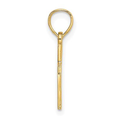 14K Gelbgold Diamant Form Mittig Mini Kreuz Charm