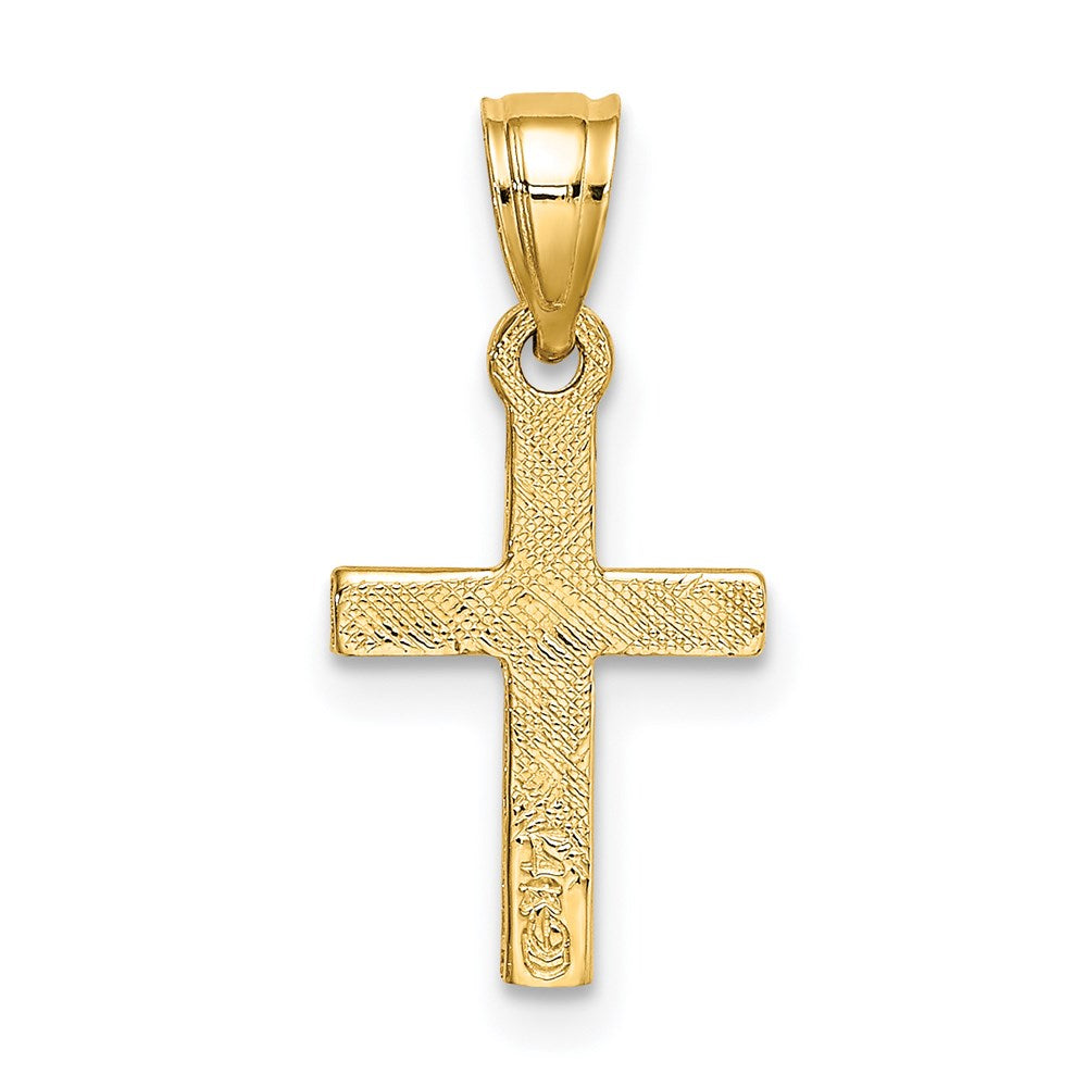 14K Gelbgold Diamant Form Mittig Mini Kreuz Charm