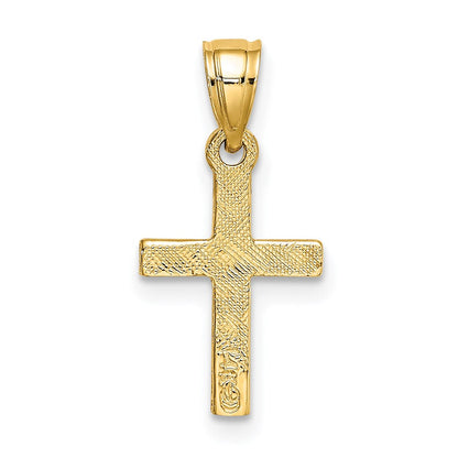 14K Gelbgold Diamant Form Mittig Mini Kreuz Charm
