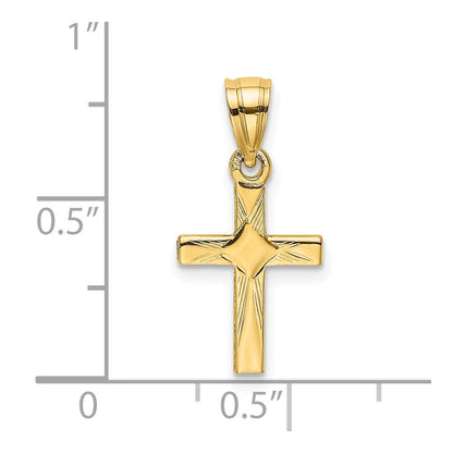 14K Gelbgold Diamant Form Mittig Mini Kreuz Charm