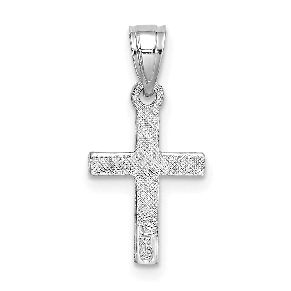 14K Weißgold Diamant Form Mittig Mini Kreuz Charm