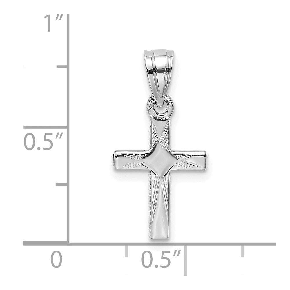 14K Weißgold Diamant Form Mittig Mini Kreuz Charm