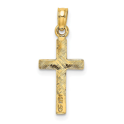 14K Gelbgold Poliert Kreuz Charm