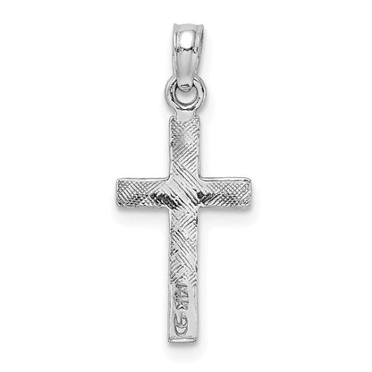 14K Weißgold Poliert Kreuz Charm