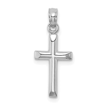 14K Weißgold Poliert Kreuz Charm