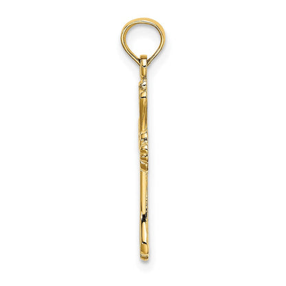14K Gelbgold Poliert Graviert Kreuz Charm