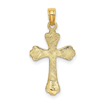 14K Gelbgold Poliert Graviert Kreuz Charm