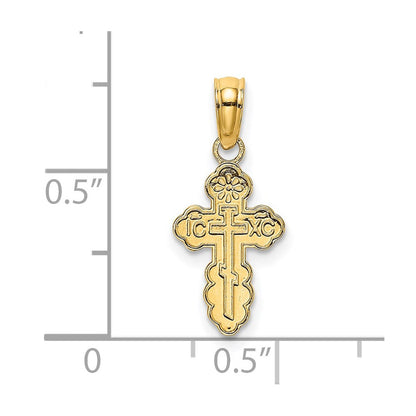 14K Gelbgold Mini Eastern Orthodox Kreuz Charm