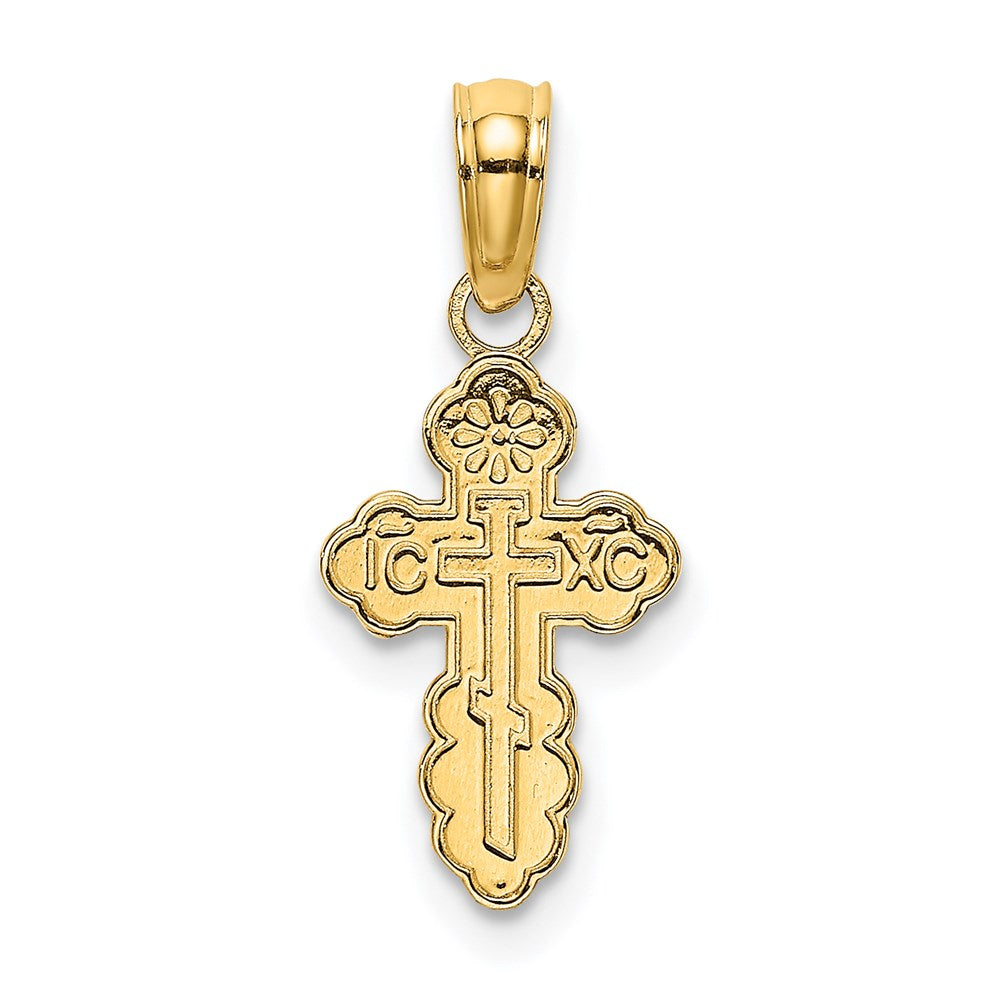 14K Gelbgold Mini Eastern Orthodox Kreuz Charm