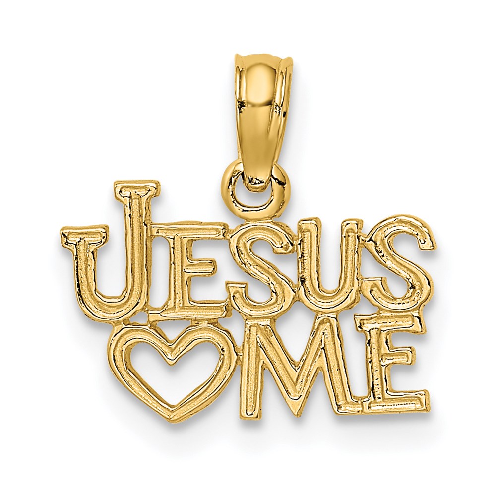 14K Gelbgold Poliert / Graviert Jesus Herz Me Charm