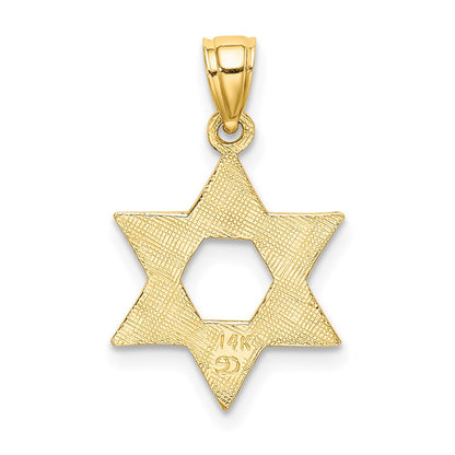 14K Gelbgold Graviert Swirls Stern Of David Charm