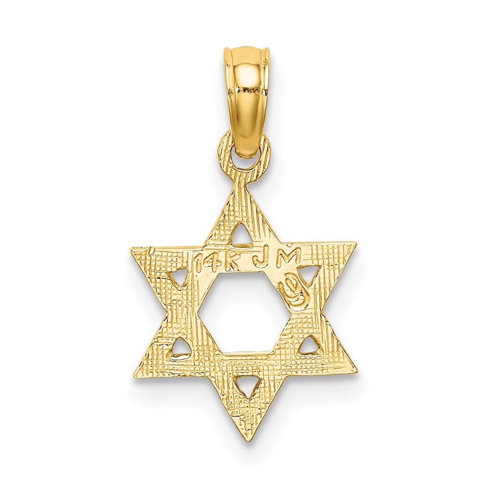 14K Gelbgold Graviert Stern Of David Charm