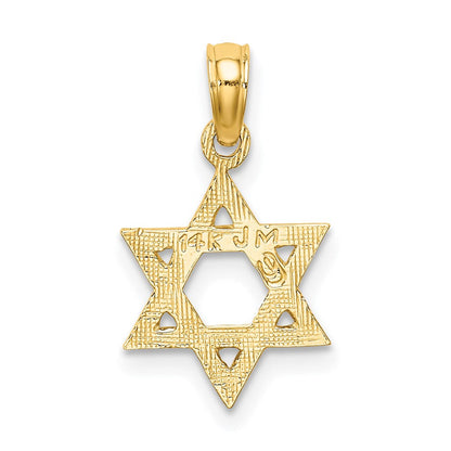 14K Gelbgold Graviert Stern Of David Charm